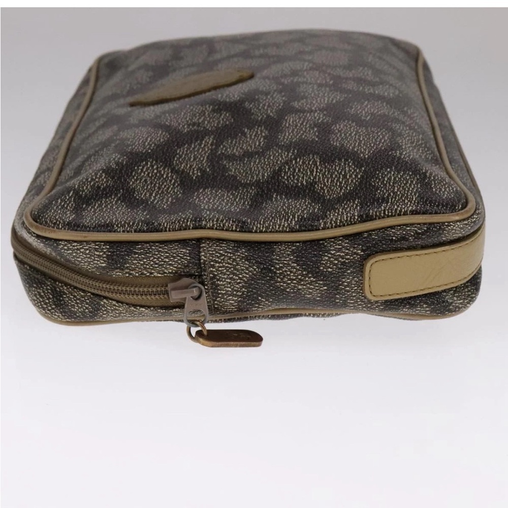 Yves Saint Laurent Vintage Cosmetic Pouch Tan Gray Monogram Travel Case YSL - Picture 5 of 6